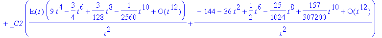 y(t) = _C1*t^2*(series(1-1/12*t^2+1/384*t^4-1/23040...