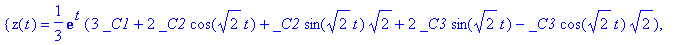 {z(t) = 1/3*exp(t)*(3*_C1+2*_C2*cos(sqrt(2)*t)+_C2*...